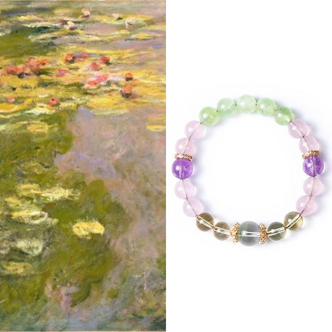 Monet's Water Lilies Collection: Rose Quartz & Prehnite Bracelet - Luminary Rune