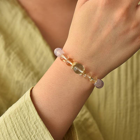 Monet's Water Lilies Collection: Rose Quartz & Prehnite Bracelet - Luminary Rune