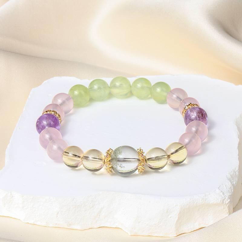 Monet's Water Lilies Collection: Rose Quartz & Prehnite Bracelet - Luminary Rune