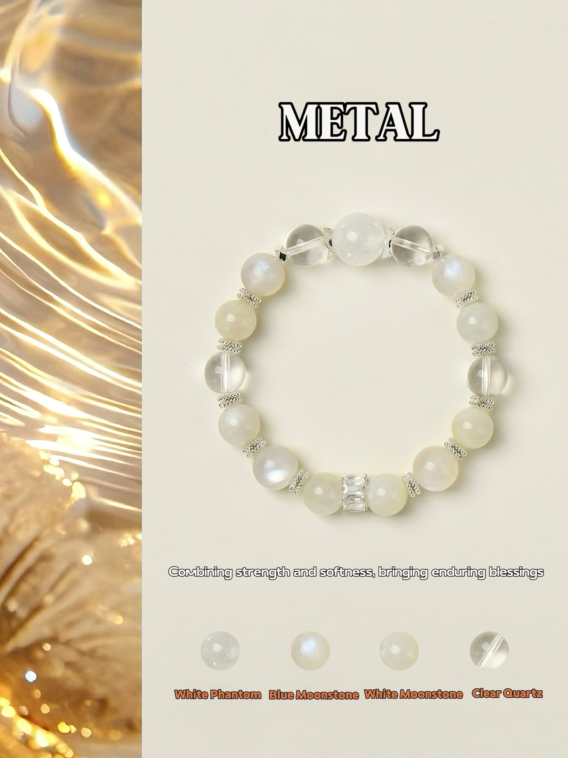 Crystal Bracelets-Five Elements A-Metal｜Elemental Radiance · Metal's Clarity｜