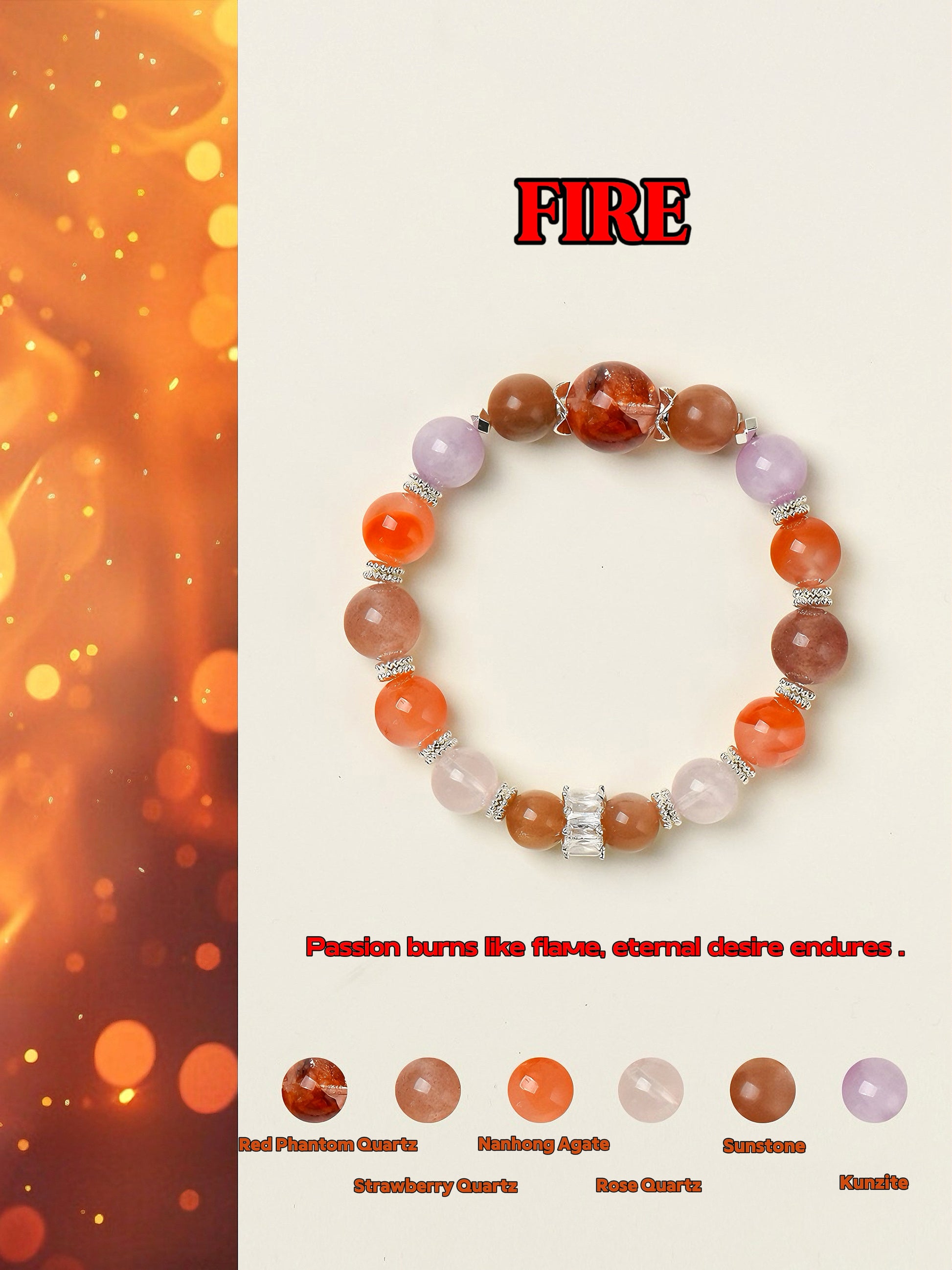 Crystal Bracelets-Five Elements A - Fire｜Elemental Radiance · Fire's Passion｜